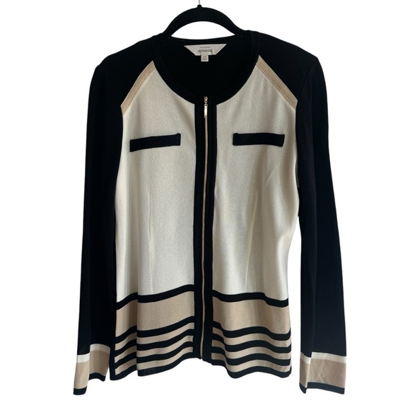 Misook Striped Colorblock Zip Cardigan Jacket, Size XS - Picture 1 of 7